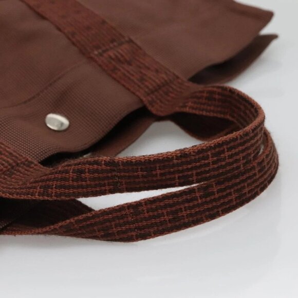 HERMES Her Line MM Tote Bag Canvas Brown Silver Auth bs28518 - Picture 8 of 16